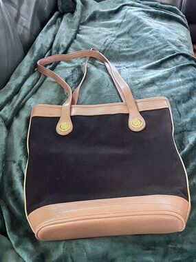 Black Canvas Tote with Tan Trim